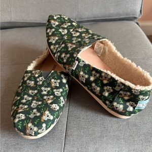 TOMS Women’s Alpargata Slip-On Shoes with Koala Design - Dark Green